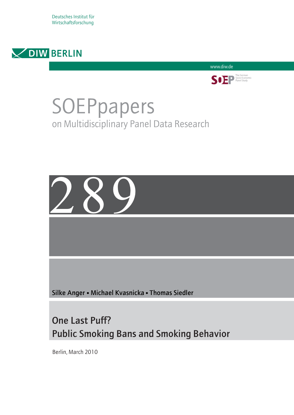 Soeppapers on Multidisciplinary Panel Data Research 289