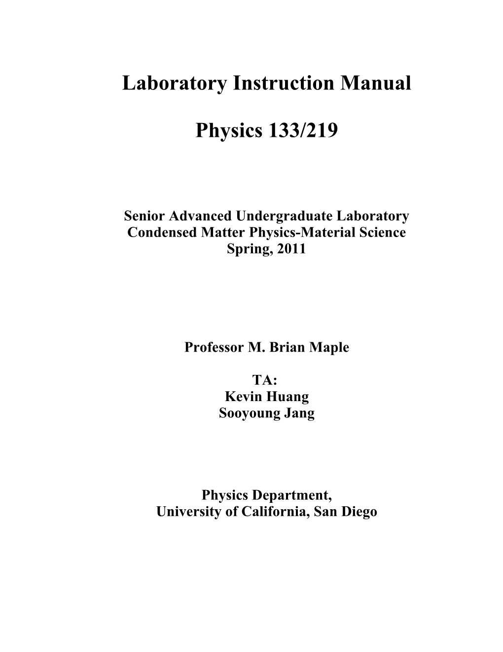 Laboratory Instruction Manual