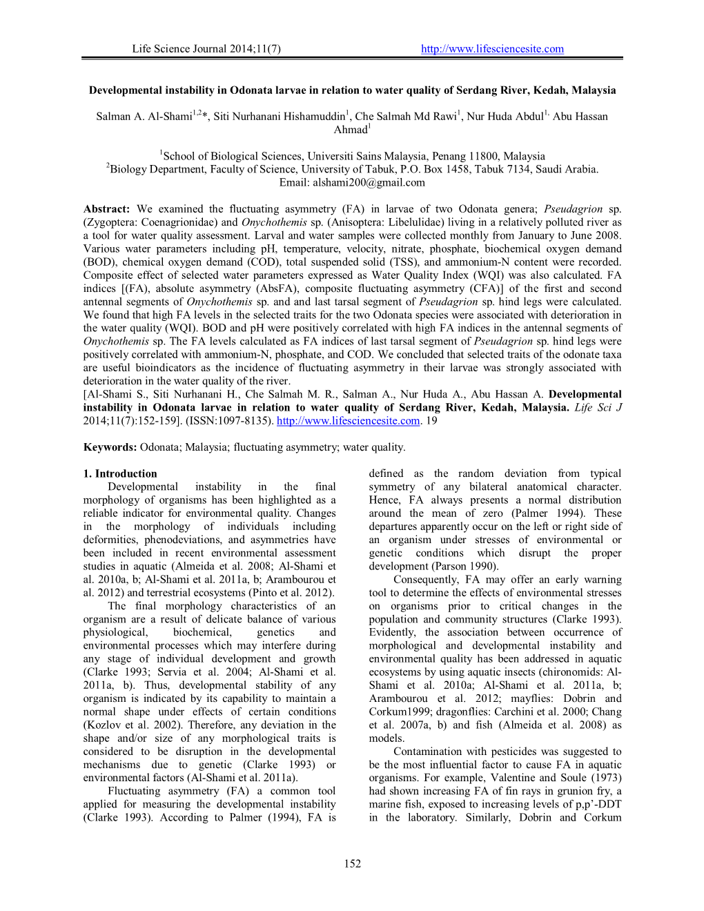 Life Science Journal 2014;11(7) 152