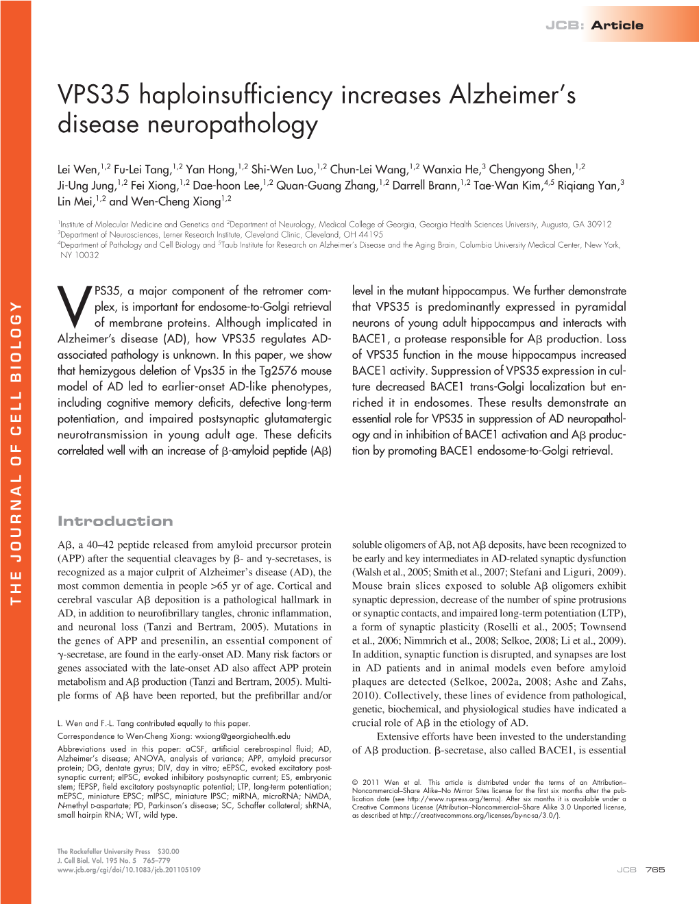 VPS35 Haploinsufficiency Increases Alzheimer's Disease Neuropathology