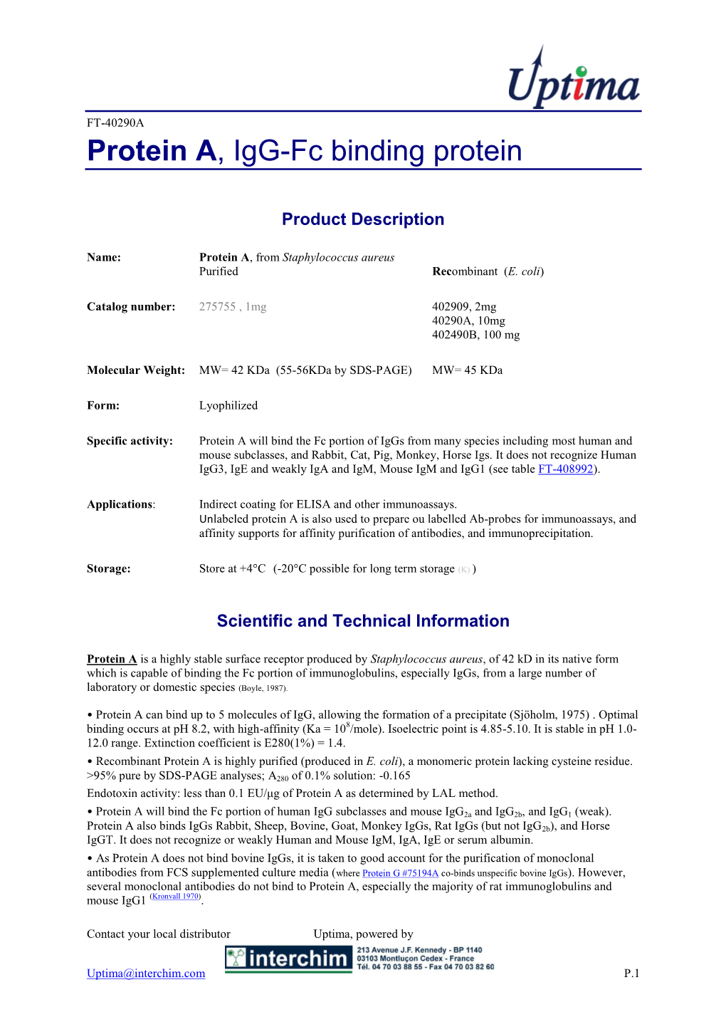 Protein A, Igg-Fc Binding Protein