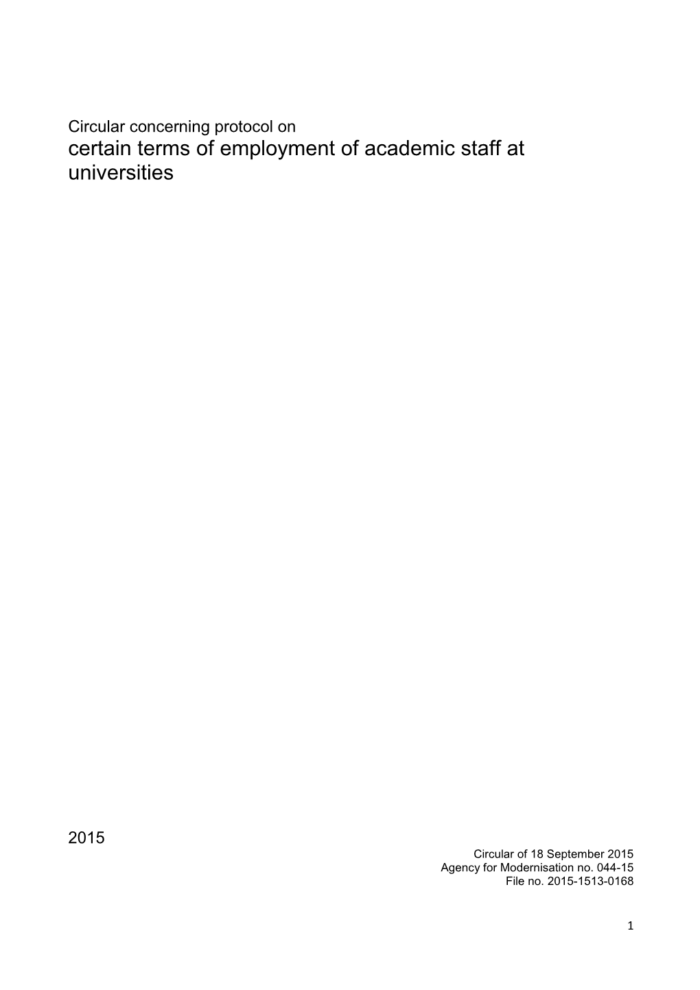 Circular Concerning Protocol on Certain Terms of Employment of Academic Staff at Universities