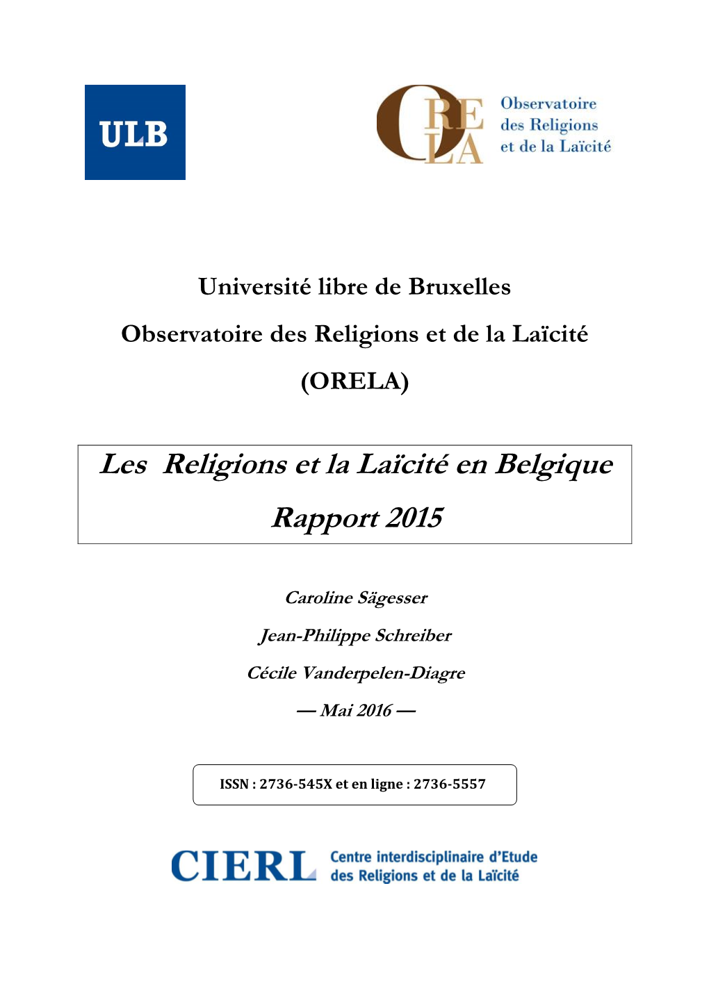 Les Religions Et La Laïcité En Belgique Rapport 2015