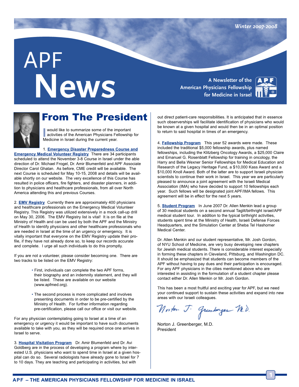 APF Newsletter, Winter 2007 – 2008