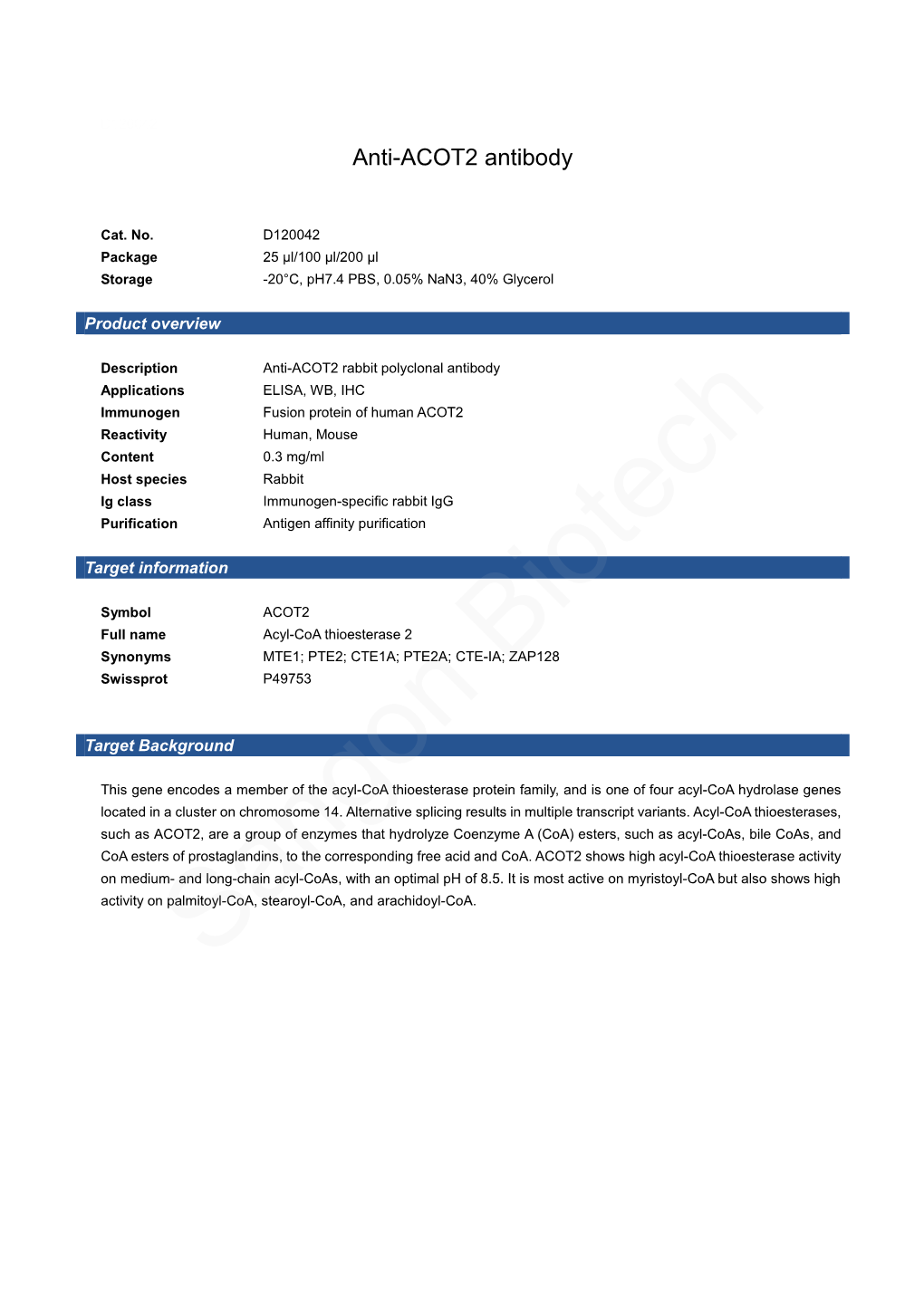 Anti-ACOT2 Antibody