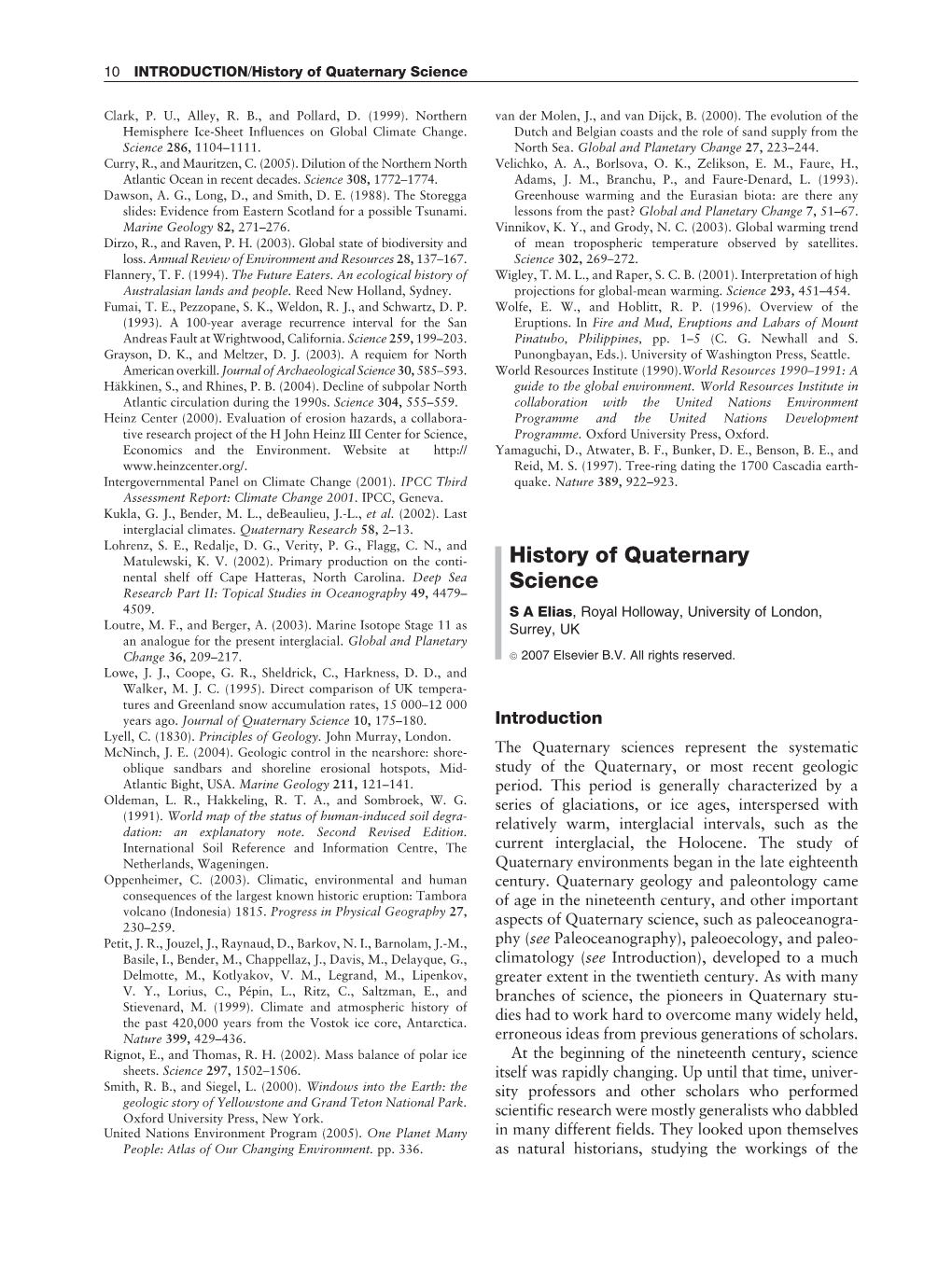 History of Quaternary Science