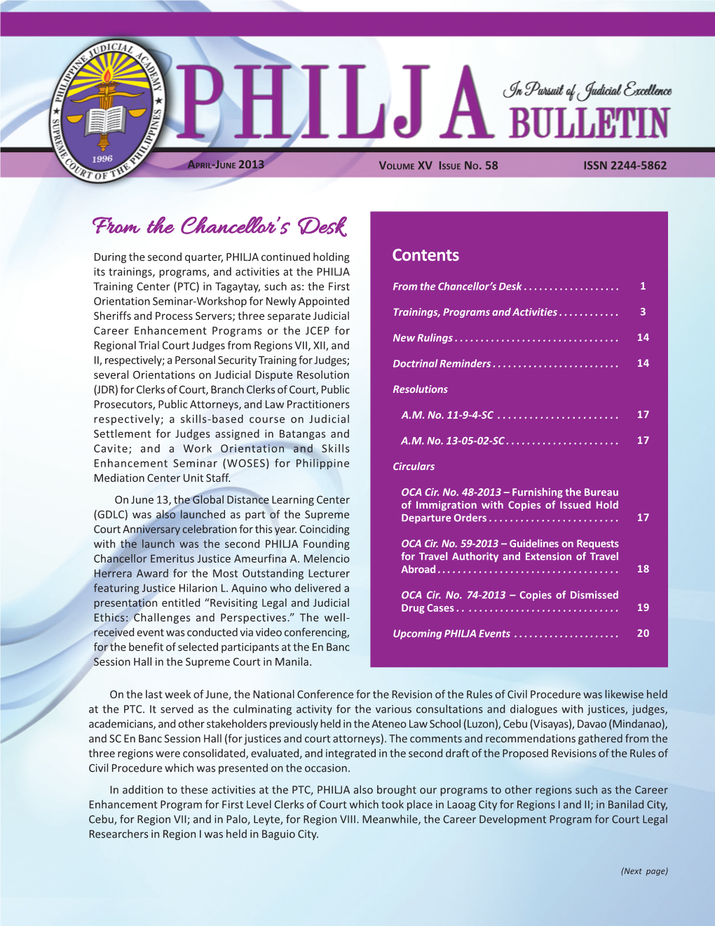 Bulletin 58 April-June 2013 REV.Pmd