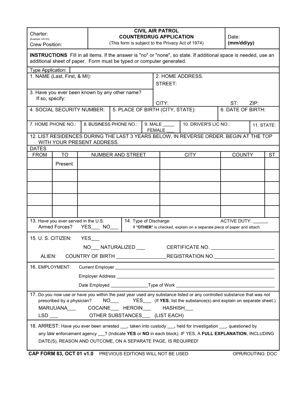 CAP Counterdrug Application