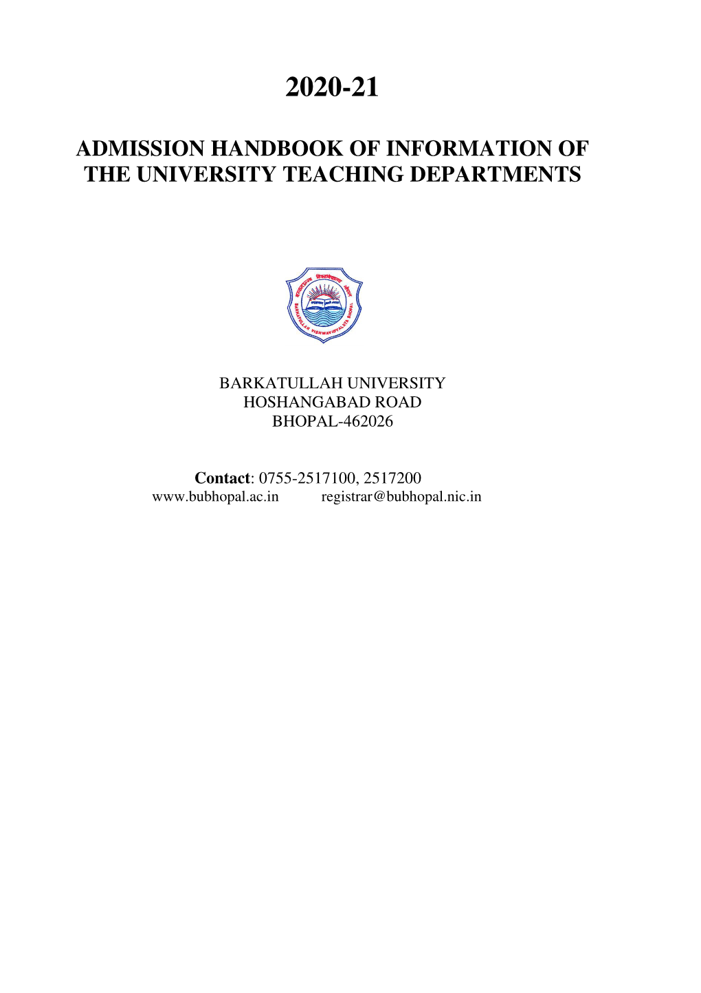 Admission Handbook of Information of the University Teaching Departments