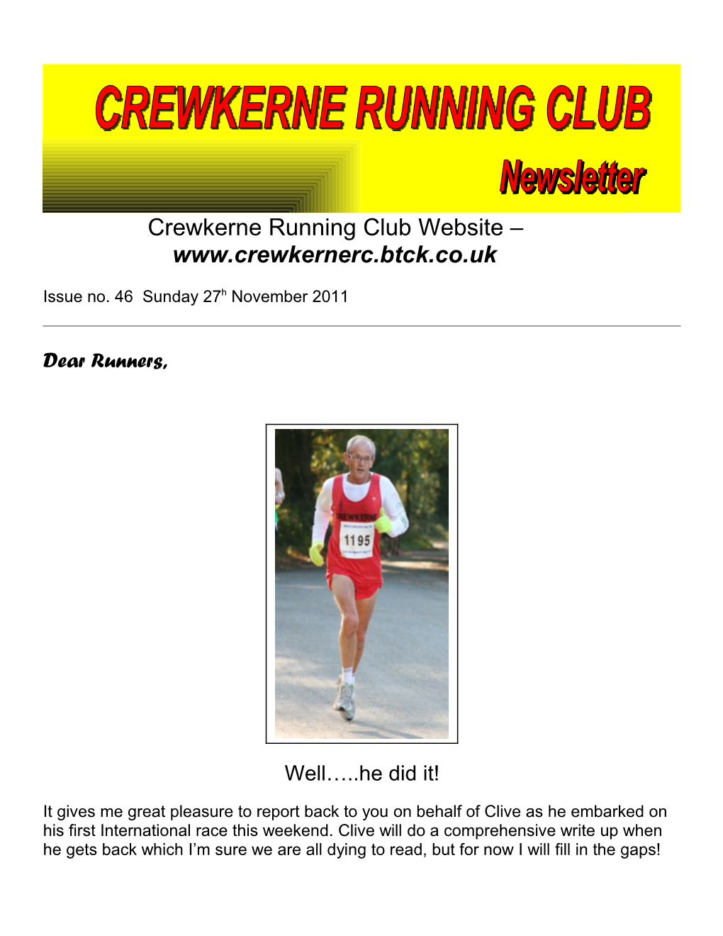 Crewkerne Running Club Website –