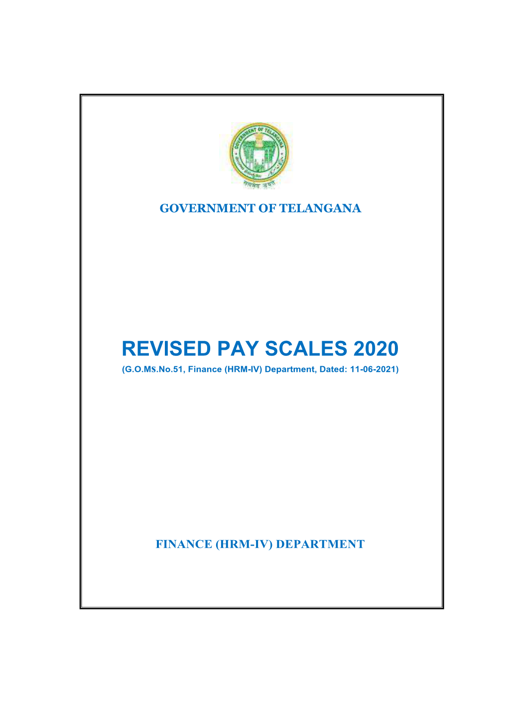 REVISED PAY SCALES 2020 (G.O.Ms.No.51, Finance (HRM-IV) Department, Dated: 11-06-2021)