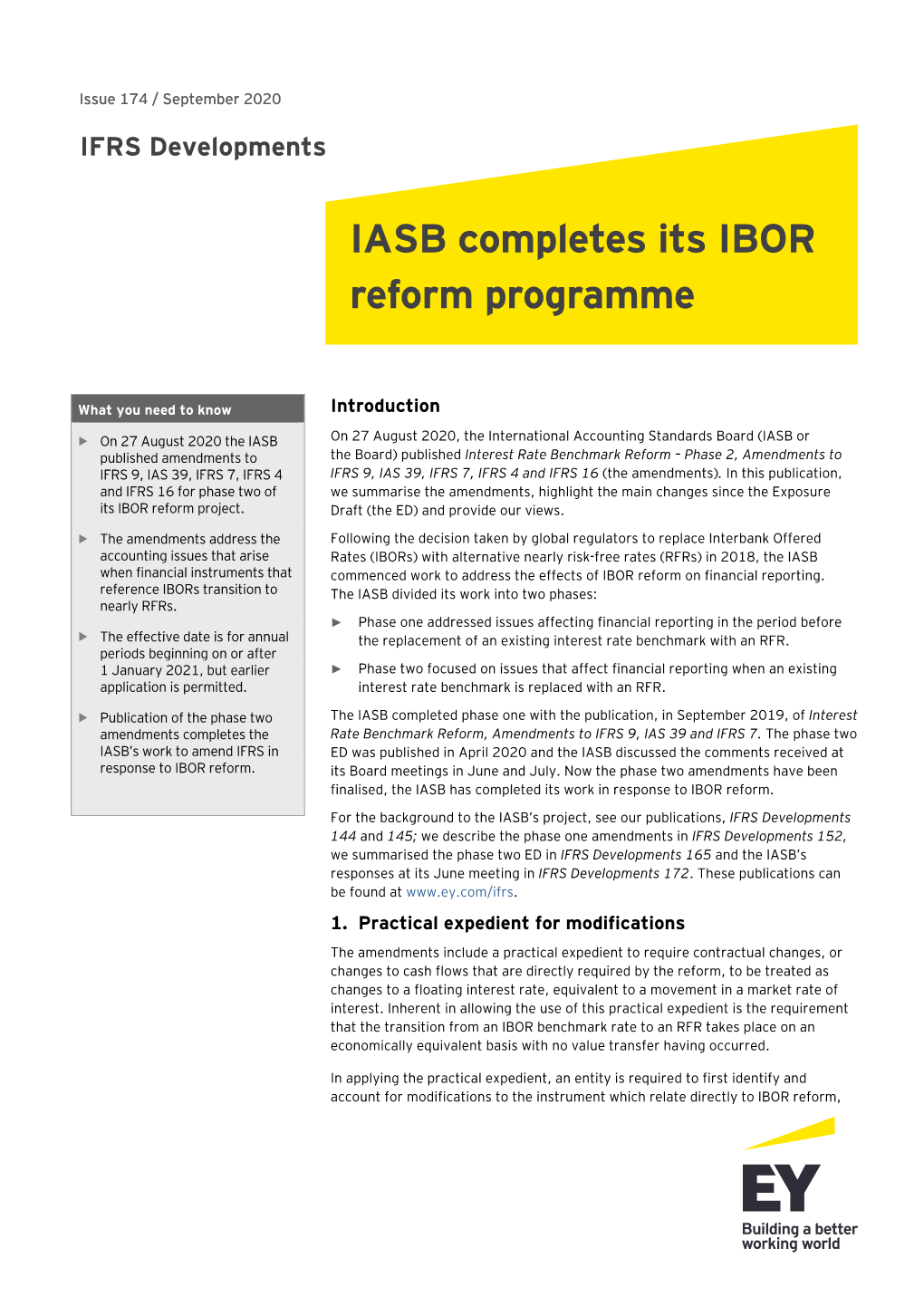 IASB Completes Its IBOR Reform Programme