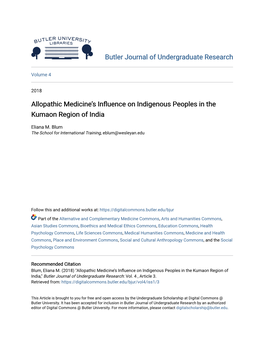 Allopathic Medicine's Influence on Indigenous Peoples in the Kumaon
