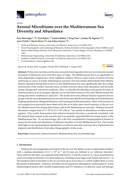 Aerosol Microbiome Over the Mediterranean Sea Diversity and Abundance