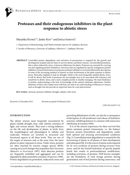 Proteases and Their Endogenous Inhibitors in the Plant Response to Abiotic Stress