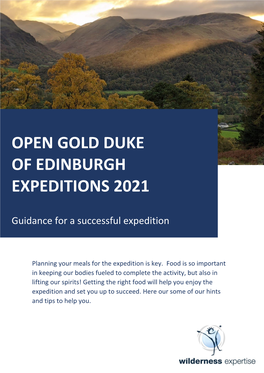 Open Gold Duke of Edinburgh Expeditions 2021