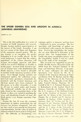 The Spider Genera Gea and Argiope in America