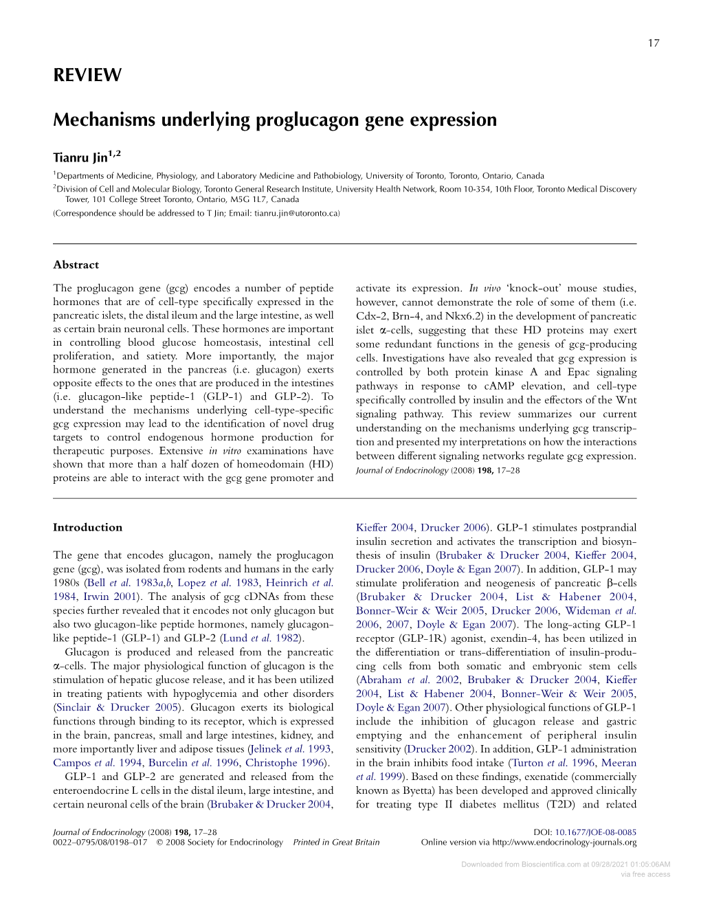 REVIEW Mechanisms Underlying Proglucagon Gene Expression