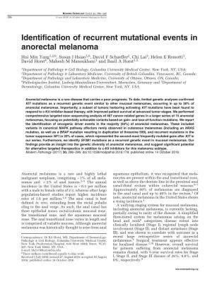 Identification of Recurrent Mutational Events in Anorectal Melanoma