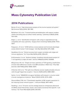 Mass Cytometry Publication List