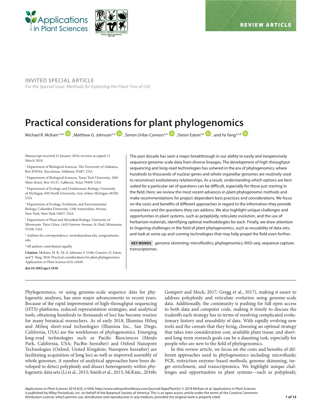 Practical Considerations for Plant Phylogenomics