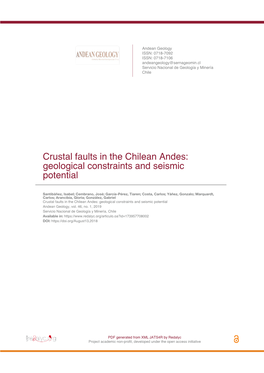 Crustal Faults in the Chilean Andes: Geological Constraints and Seismic Potential