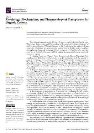 Physiology, Biochemistry, and Pharmacology of Transporters for Organic Cations
