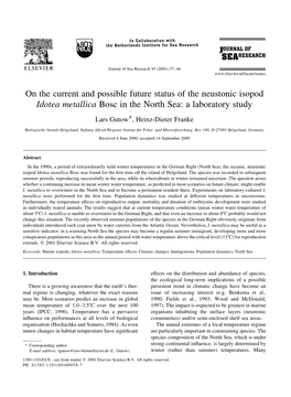 On the Current and Possible Future Status of the Neustonic Isopod Idotea Metallica Bosc in the North Sea: a Laboratory Study