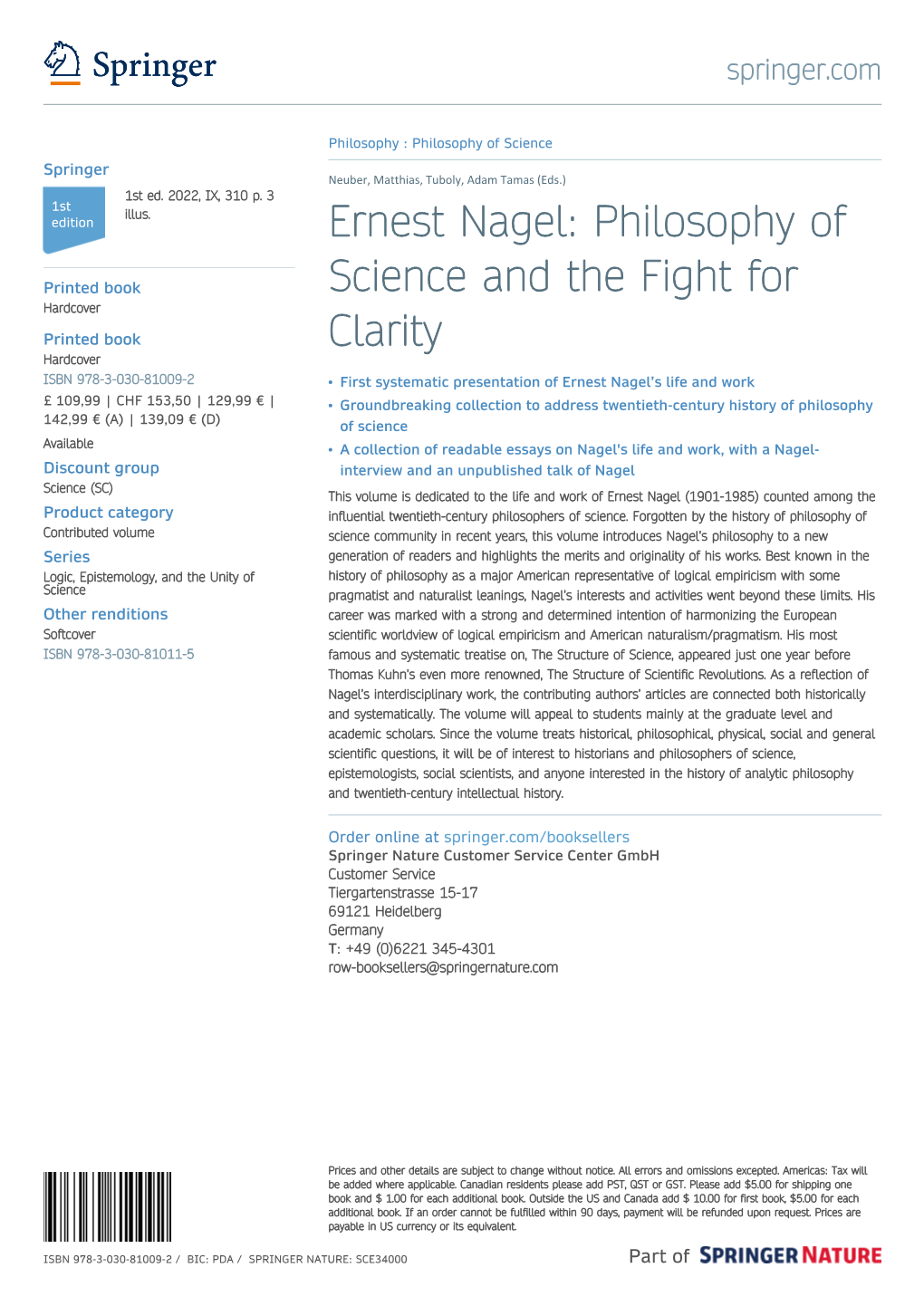 Ernest Nagel: Philosophy Of