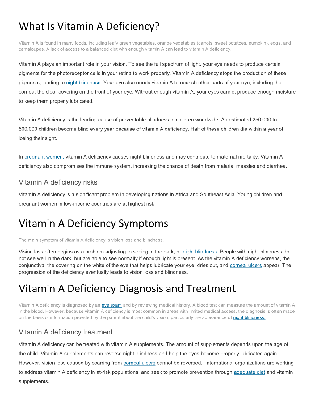 What Is Vitamin a Deficiency?