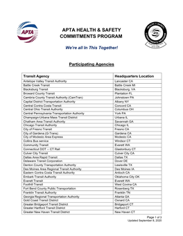 Apta Health & Safety Commitments Program