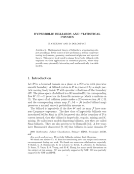 Hyperbolic Billiards and Statistical Physics