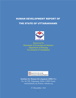 Human Development Report of the State of Uttarakhand