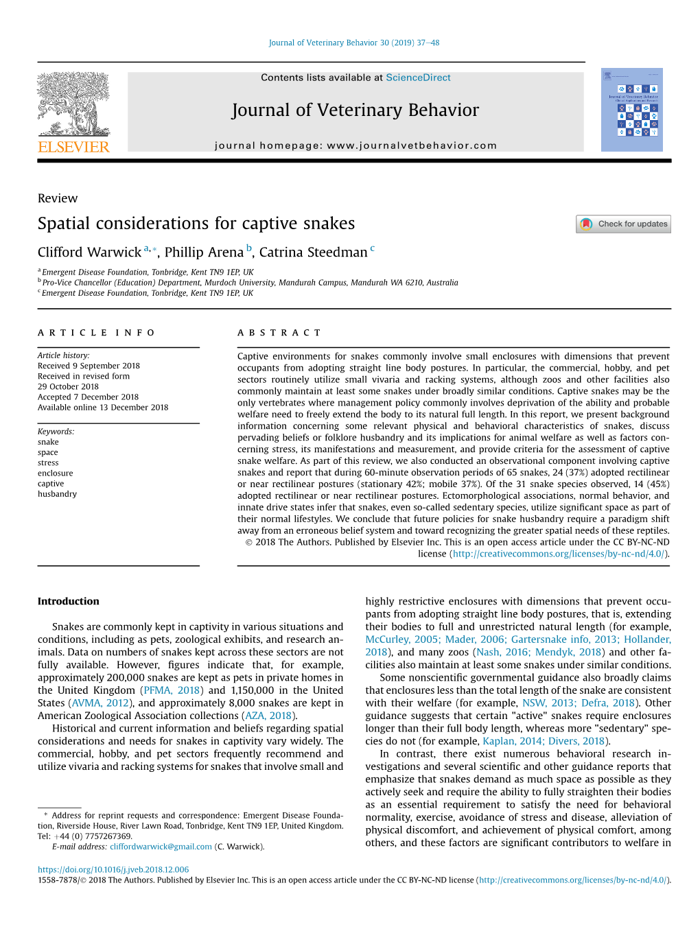 Spatial Considerations for Captive Snakes