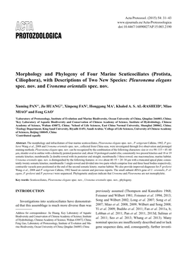 Morphology and Phylogeny of Four Marine Scuticociliates (Protista, Ciliophora), with Descriptions of Two New Species: Pleuronema Elegans Spec