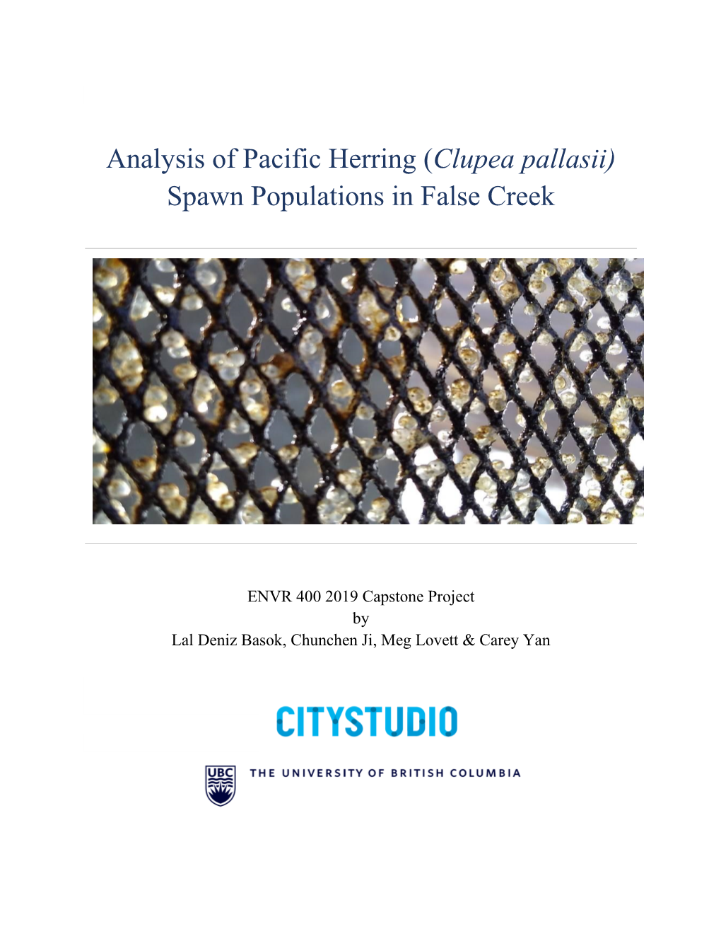 Analysis of Pacific Herring (Clupea Pallasii) Spawn Populations in False Creek