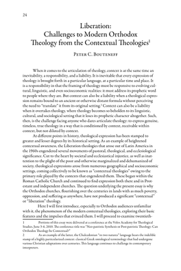 Liberation: Challenges to Modern Orthodox Theology from the Contextual Theologies1 Peter C