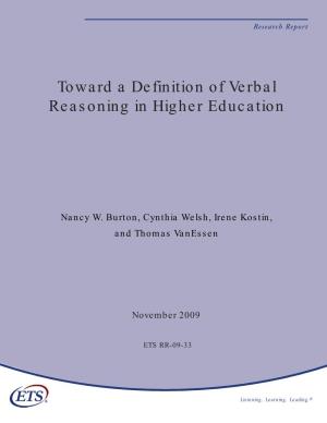 Toward a Definition of Verbal Reasoning in Higher Education