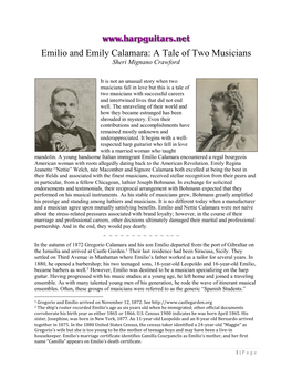 Emilio and Emily Calamara: a Tale of Two Musicians Sheri Mignano Crawford