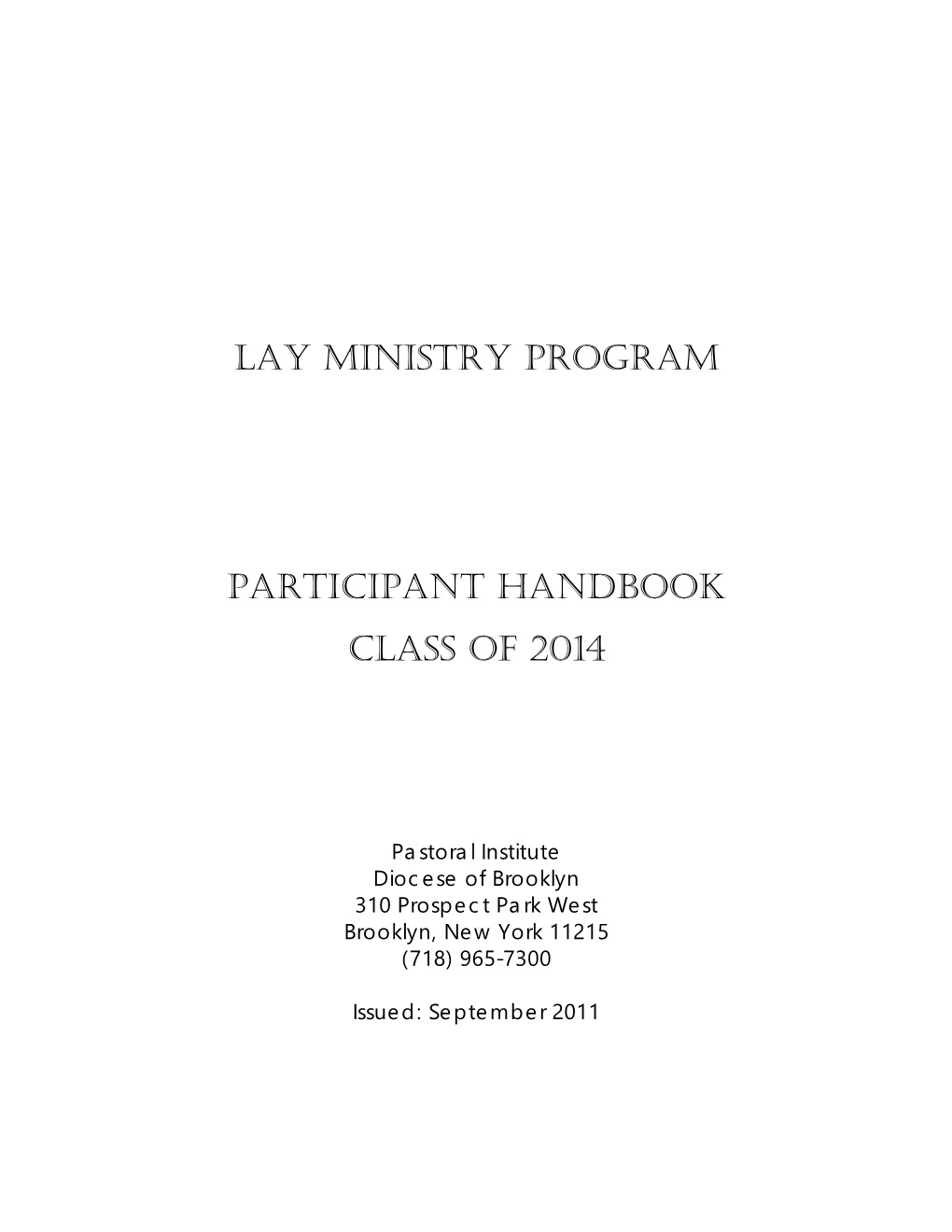 Lay Ministry Program Participant Handbook Class