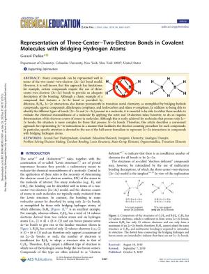 Representation of Three-Center−Two-Electron Bonds in Covalent Molecules with Bridging Hydrogen Atoms Gerard Parkin*