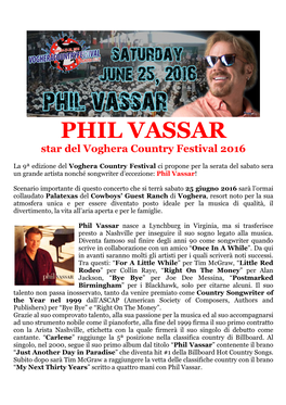 PHIL VASSAR Star Del Voghera Country Festival 2016