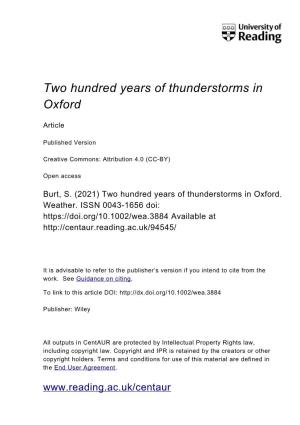Two Hundred Years of Thunderstorms in Oxford