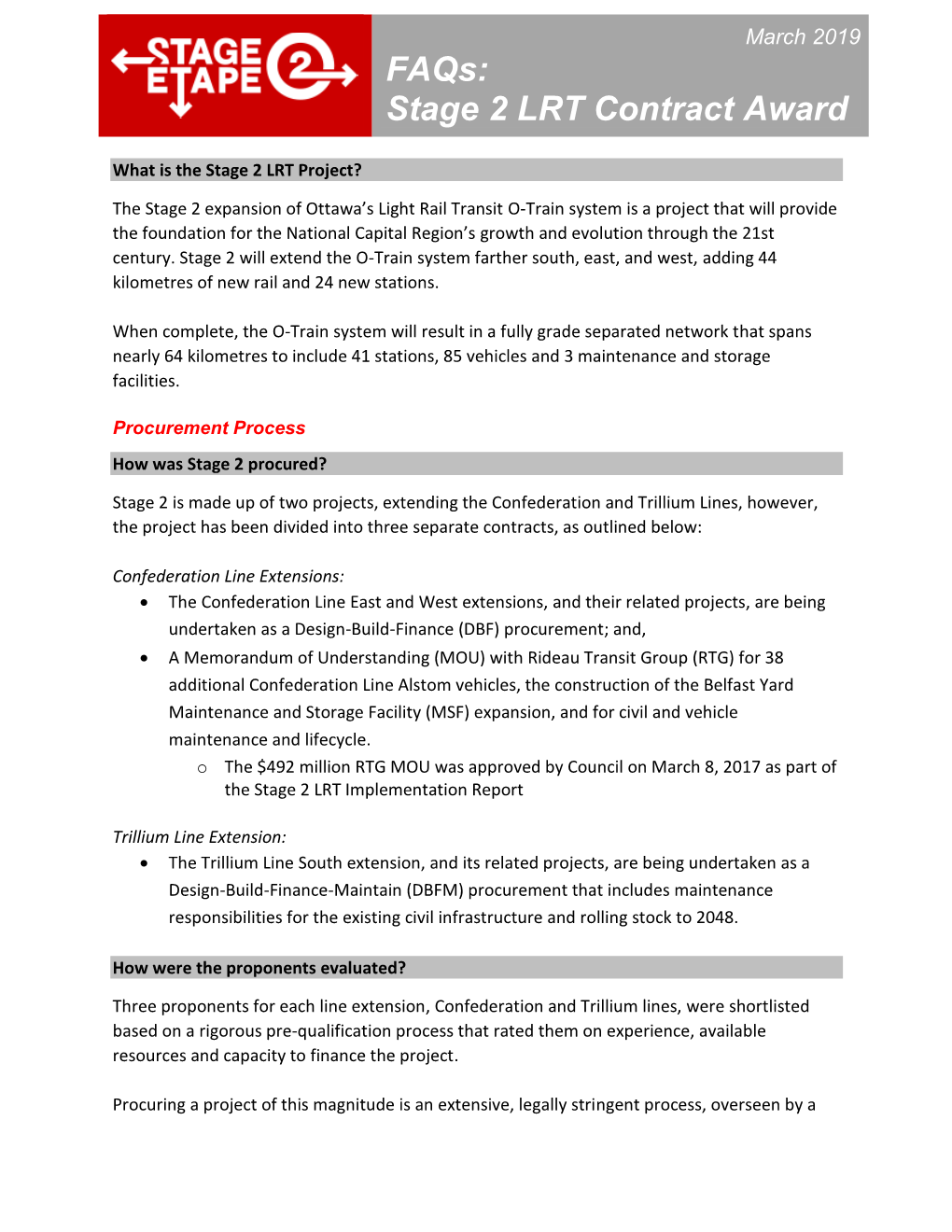 Faqs: Stage 2 LRT Contract Award