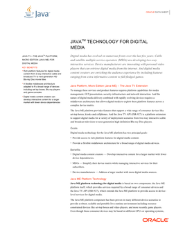 Java Technology for Digital Media