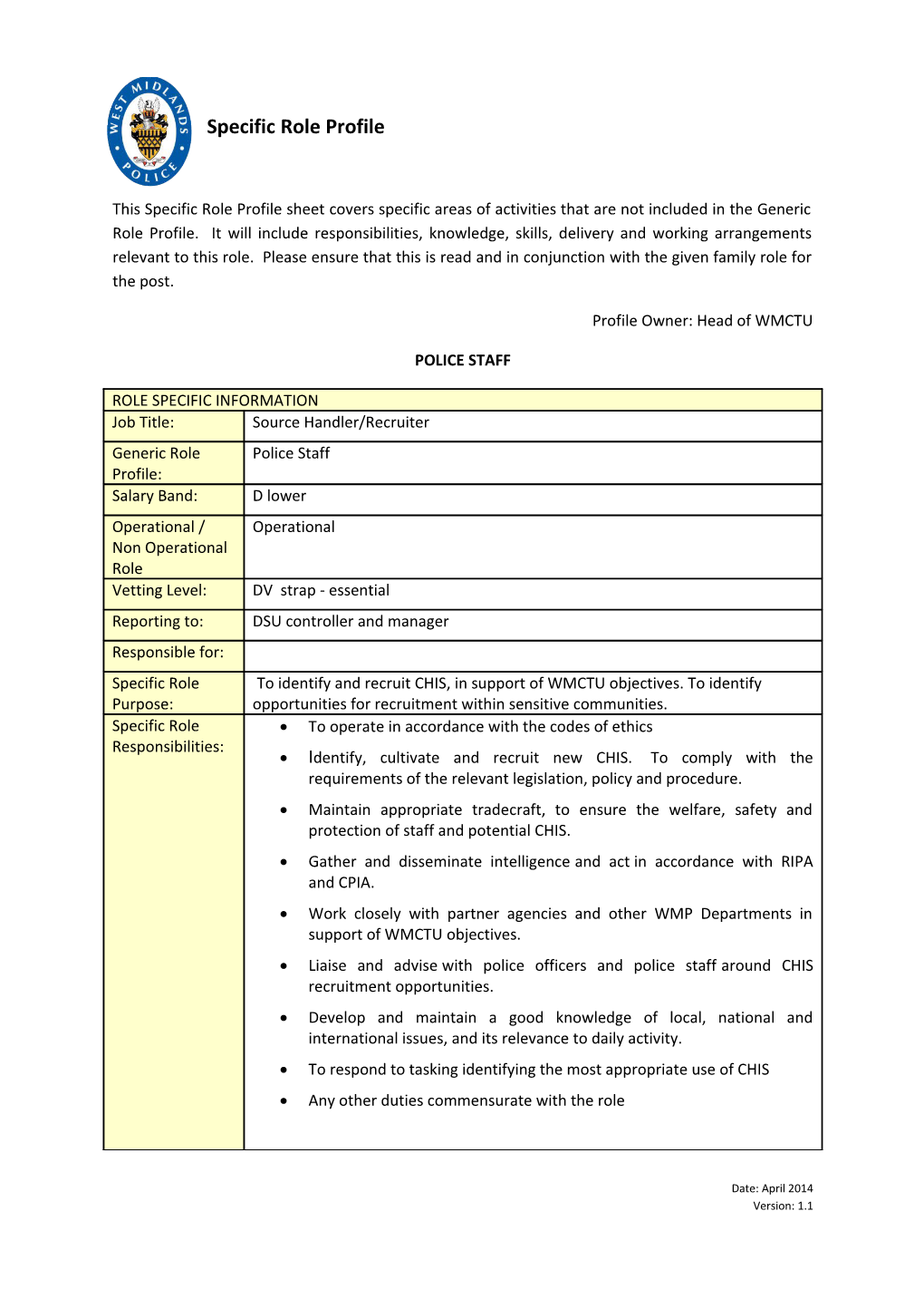 Specific Role Profile s2