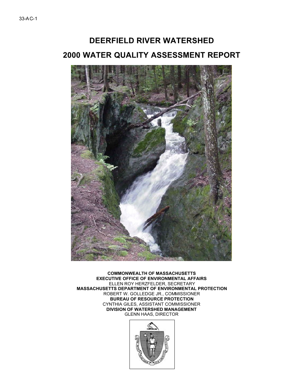 Deerfield River Watershed 2000 Water Quality Assessment Report I 33Wqar.Doc DWM CN087.0