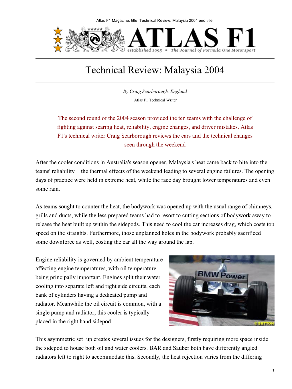 Atlas F1 Magazine: Title Technical Review: Malaysia 2004 End Title