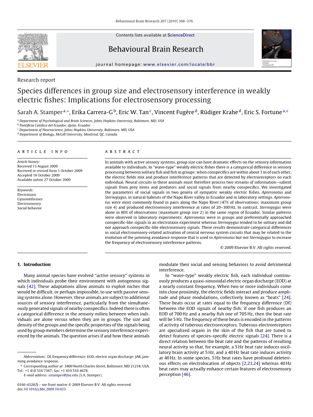 Behavioural Brain Research Species Differences in Group Size And