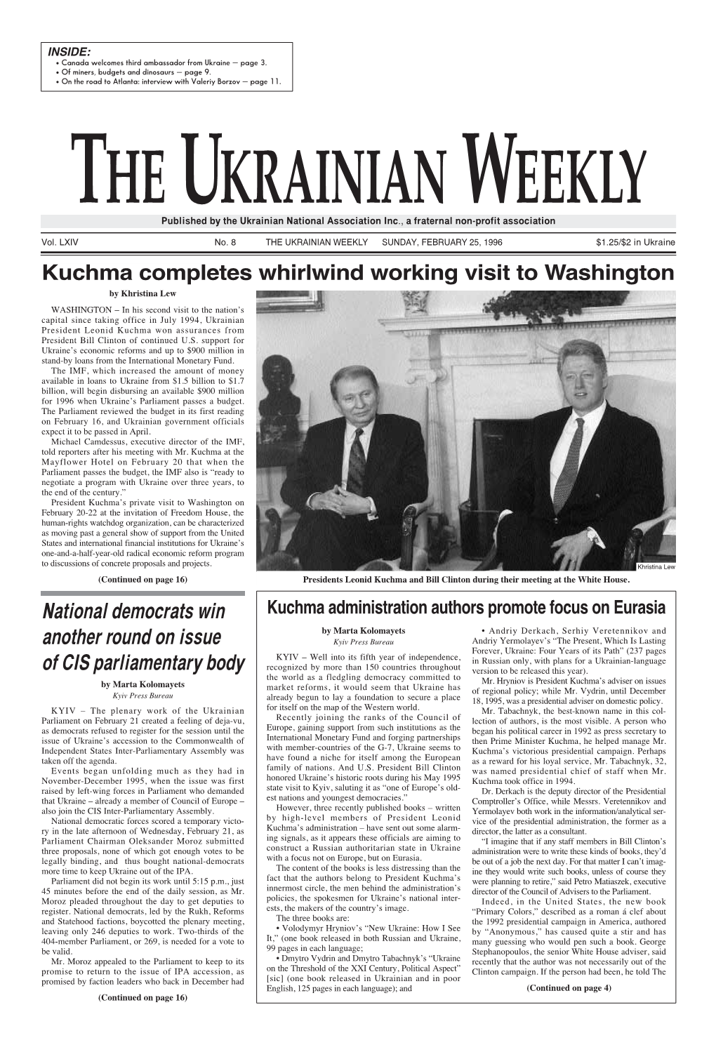 The Ukrainian Weekly 1996, No.8